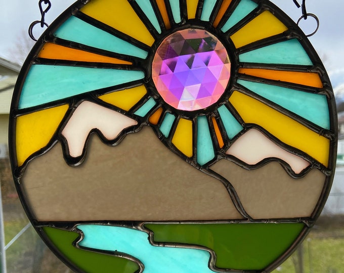 Mountain Stained Glass Suncatcher Etsy