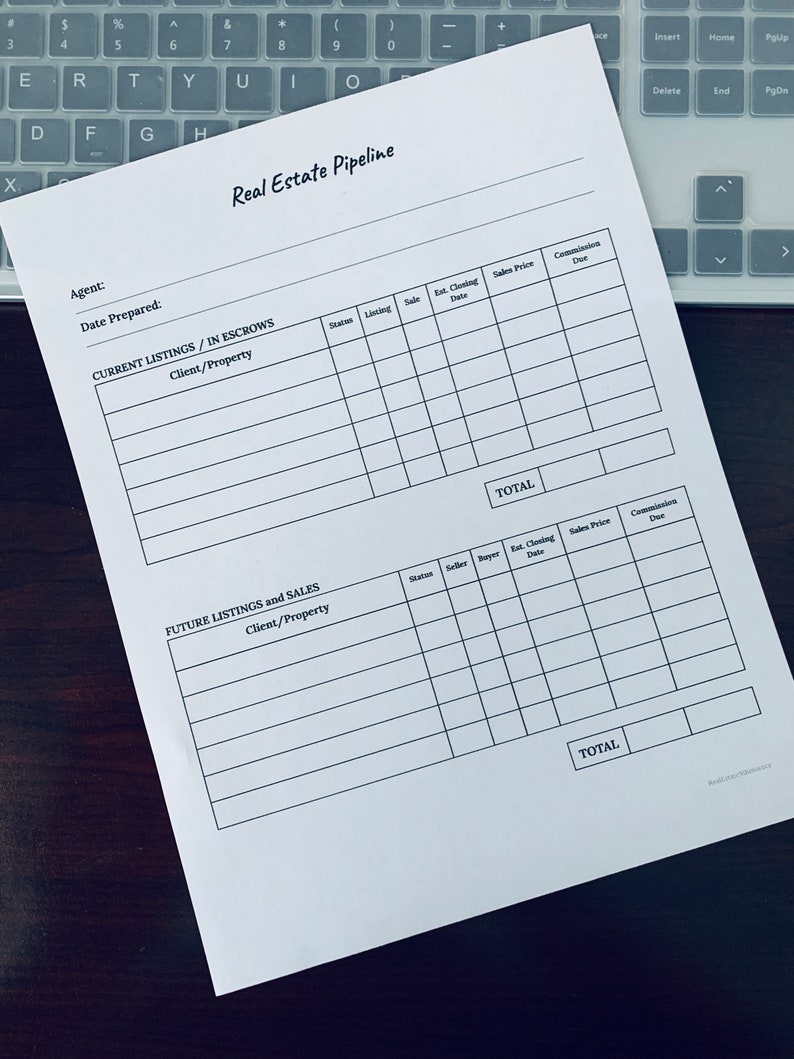 Real Estate Pipeline Sheet, PDF File, Printable, Instant Download