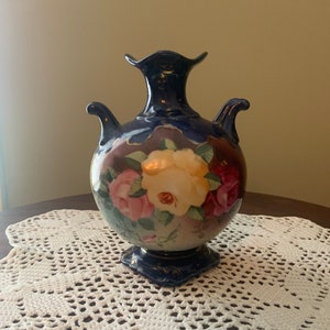 Antique Nippon Cobalt Handled Vase