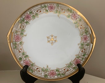Nippon Gold and Pink Cake Plate