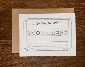 Cassette Tape Card - Customizable Birthday Card - Vintage Music Card