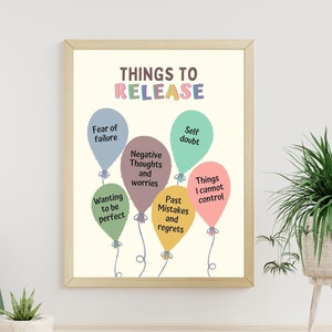 Things to let go of, Therapy Office decor, Mental Health Poster, Coping Skills Mindfulness school Psychologist School Counselor Office decor