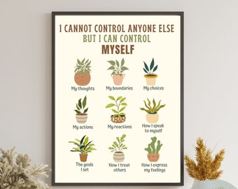 Choses que je peux contrôler affiche, ce que je peux contrôler décor de bureau de thérapie, coin apaisant, santé mentale, psychologue conseiller scolaire CBT DBT