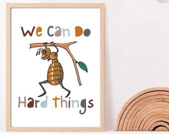 Positive Affirmation Quote - We Can Do Hard Things Poster, Growth Mindset, Kids Wall Art Playroom Classroom Posters, Nursery Wall Art Prints