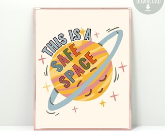 This is a Safe Space Poster Counselor Door Sign Calm down corner Therapy Office decor School Counselor Psychologist Classroom decor SEL