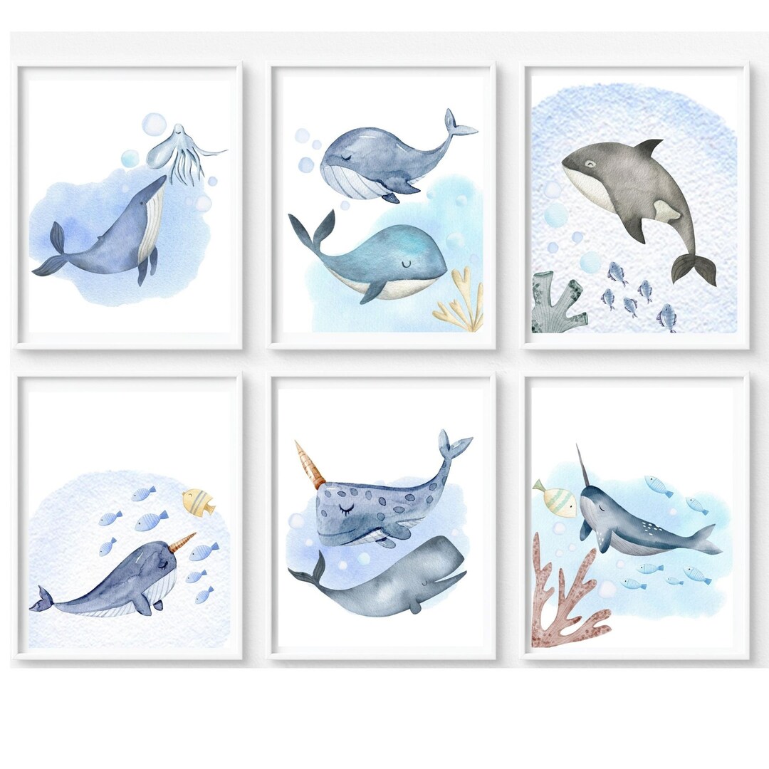 Whale Shark Prints Set of 6 Nursery Decor Shark Nursery - Etsy