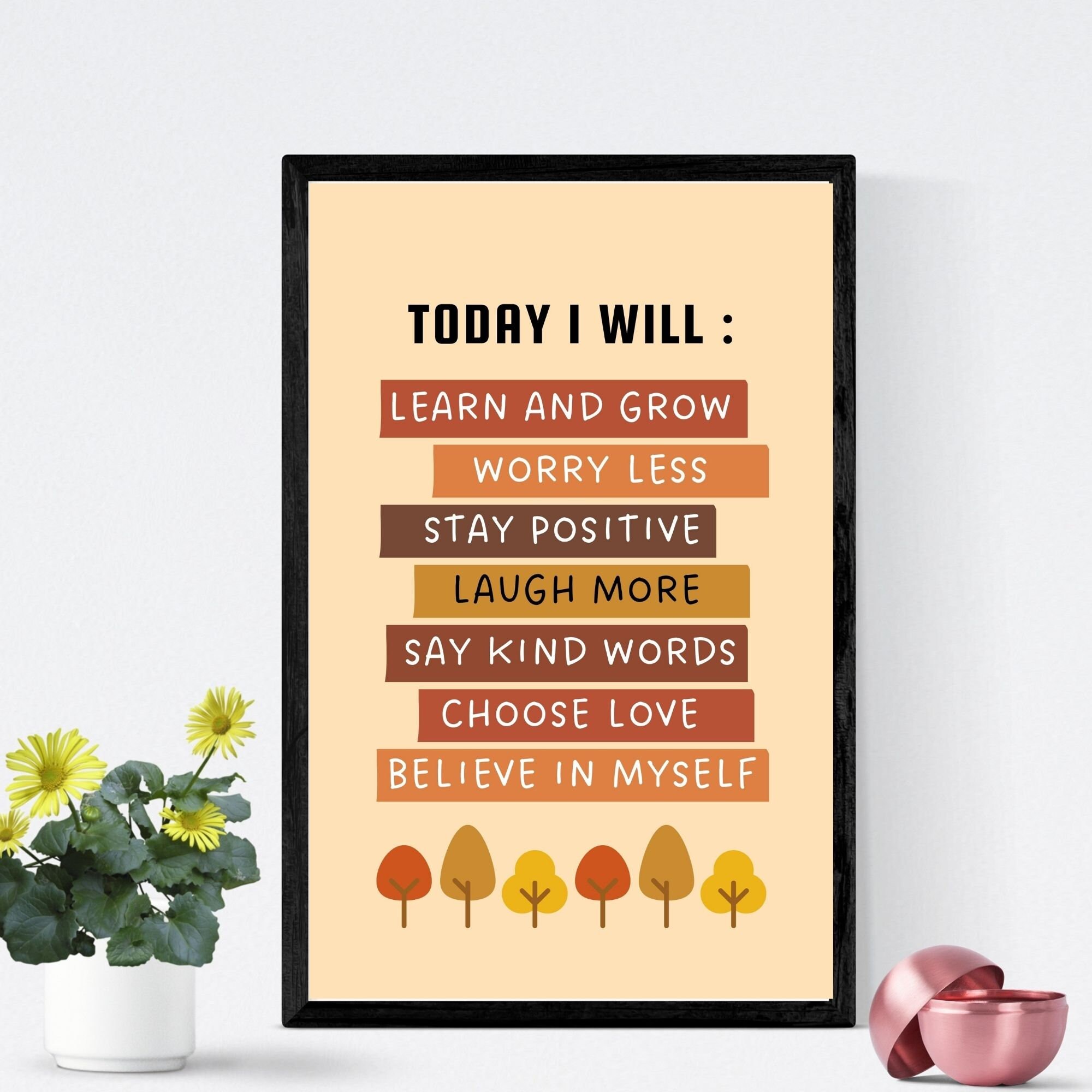 Kids Affirmation Poster Positive Quotes Print Today I Will - Etsy