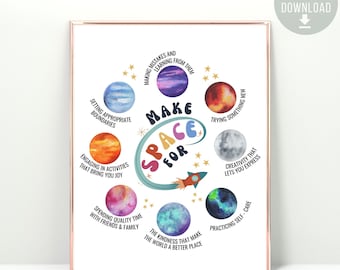 Make Space Poster, Therapy Office Decor, Things to Remember, Growth Mindset, Calming Corner, School Counselor Psychologist Therapy tools CBT