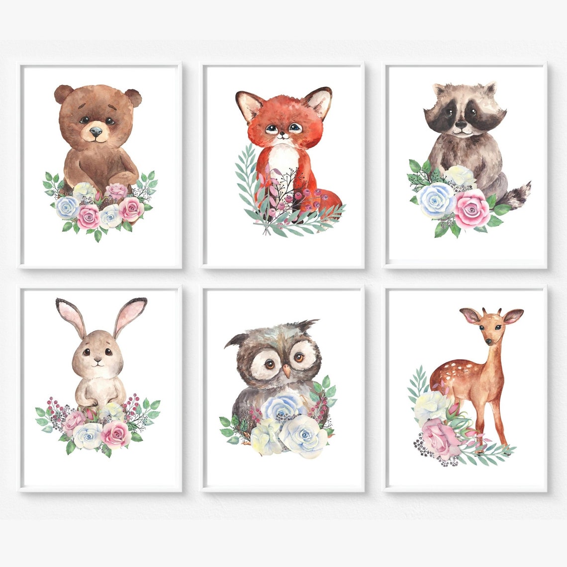 Forest Animals Nursery Prints Set of 6 Printable Woodland Etsy
