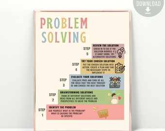 Problem Solving Poster, Size Of the Problem Classroom Poster, Self Regulation for Kids, Therapy Office decor School Counselor Office decor