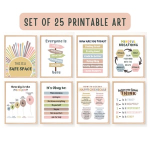 Therapy Office Decor Set Of 25 Calm Corner bundle, School Psychologist School Counselor Social Worker Office Decor, Mental Health CBT