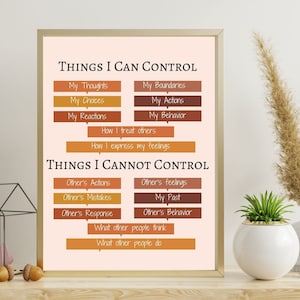 Things I Can Control Poster, Mental Health Poster, School Counselor Office Decor, Mental Wellbeing Art, Therapist Office Classroom Posters