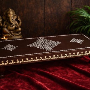 Hand-Painted Wooden Pooja Table, Kolam Manai, Indian Decor, Diya Stand