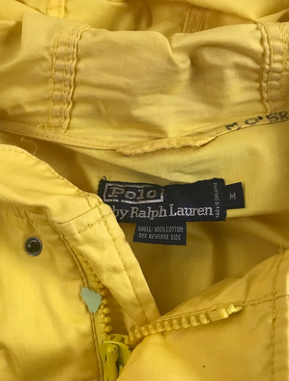 Vintage Polo Ralph Waxed Cotton Rain Jacket-Yellow - image 4