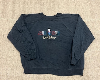 Vintage Mickey Mouse Sweatshirt Mens Large Black 1990s Walt Disney