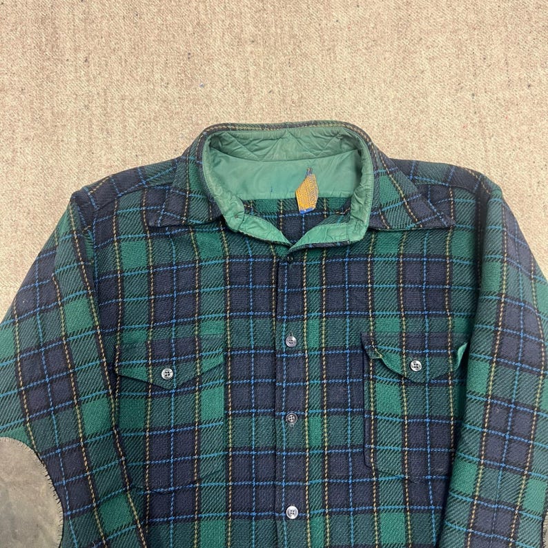 Vintage Pendleton Wool Flannel Shirt Mens XL Green 1960s image 2