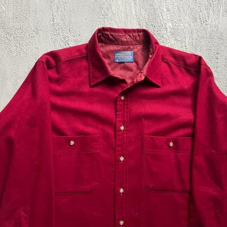 Vintage Pendleton Wool Shirt Men Large Red 1970s Board Shirt Flannel image 2