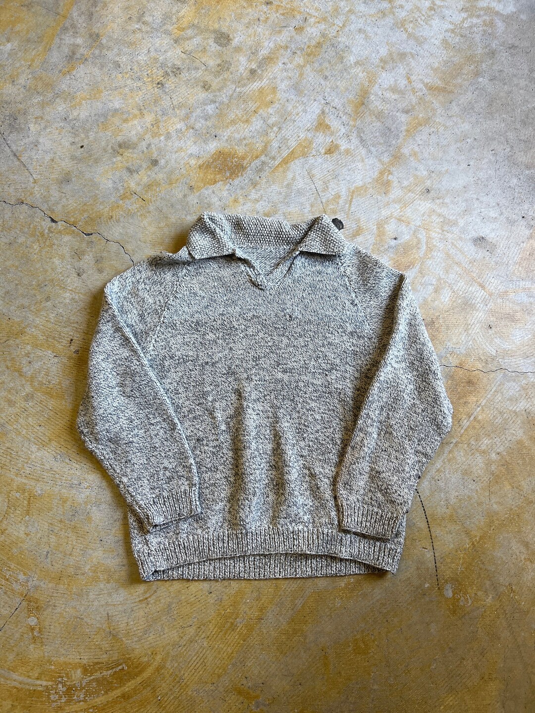 Vintage Collared Knit Sweater Large 1980s Gray Etsy