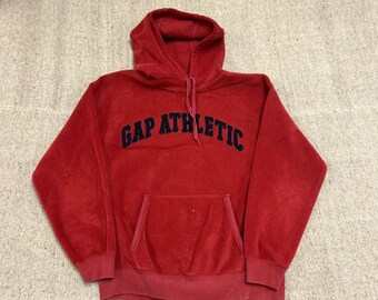 Vintage Gap Hoodie Mens Small Red 2000s Y2K Fleece Spell Out