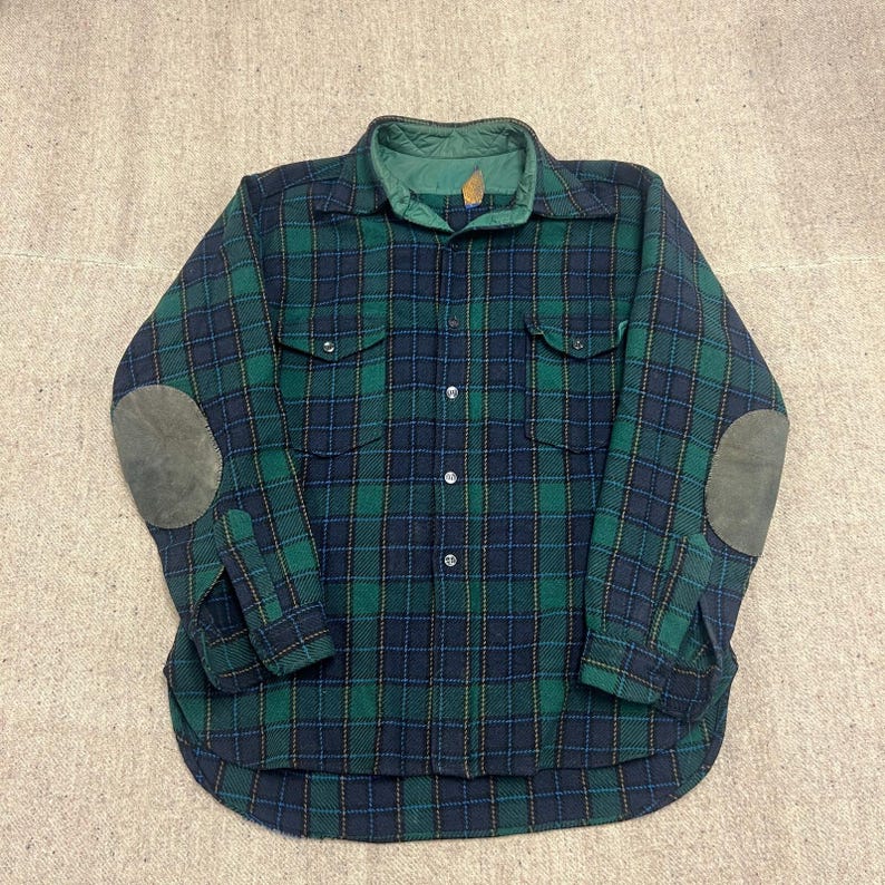 Vintage Pendleton Wool Flannel Shirt Mens XL Green 1960s image 1