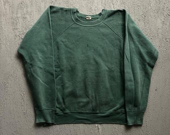 Felpa vintage Mayo Spruce da uomo, taglia L, verde, anni '60, modello raglan, pullover senza maniche