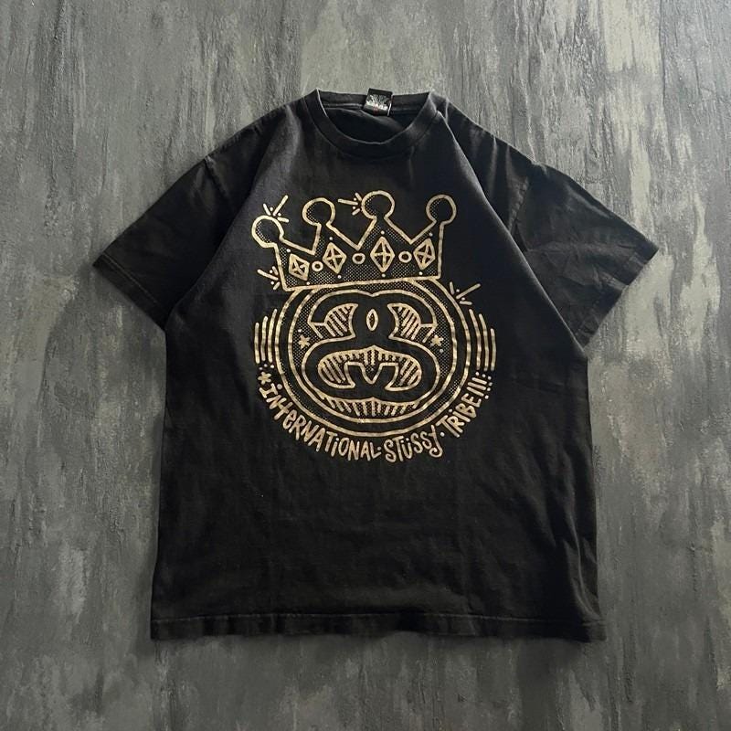 Vintage Stussy Shirt Mens Large Black 2000s Crown Tribe - Etsy