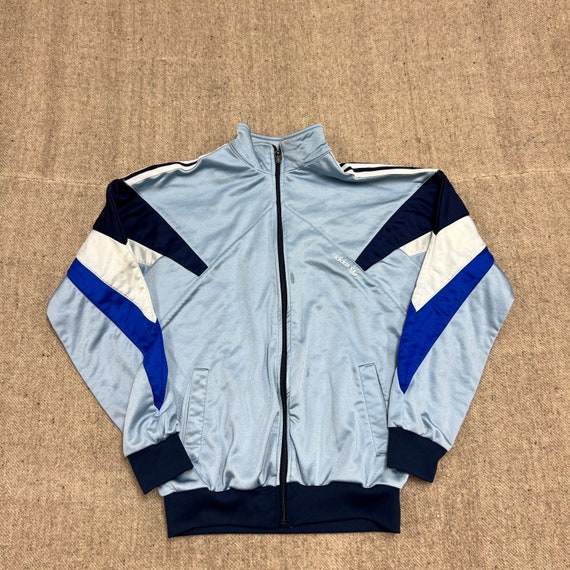Vintage Adidas Sweatshirt Medium Blue 1980s Zip Up