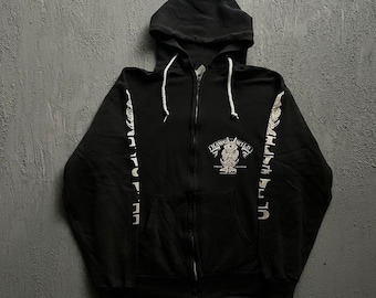 Sudadera con capucha y cremallera Vintage Hawg Wild Custom Choppers, talla XL, color negro, estilo motero de los años 90.