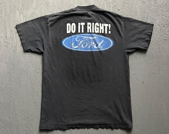 Vintage Ford Shirt Men Large Black 1990s Do It Right Faded USA