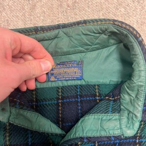 Vintage Pendleton Wool Flannel Shirt Mens XL Green 1960s image 5