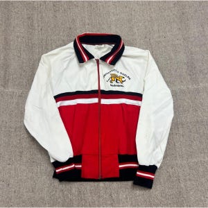 Vintage University Of Guelph Track Jacket Mens Medium White 1970s Bandminton