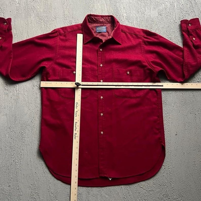 Vintage Pendleton Wool Shirt Men Large Red 1970s Board Shirt Flannel image 4