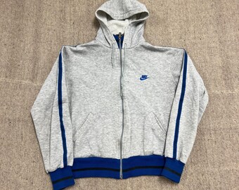 Vintage Nike Zip Up Hoodie Mens Medium Gray 1980s USA Zip Up