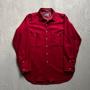 Vintage Pendleton Wool Shirt Men Large Red 1970s Board Shirt Flannel image 1