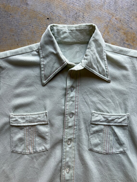 Vintage Rainbow Button Up Shirt 1970s Large Green Gem