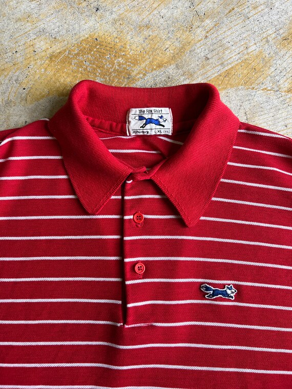 Vintage JC Penny Fox Polo Shirt XL 1980s Red Gem