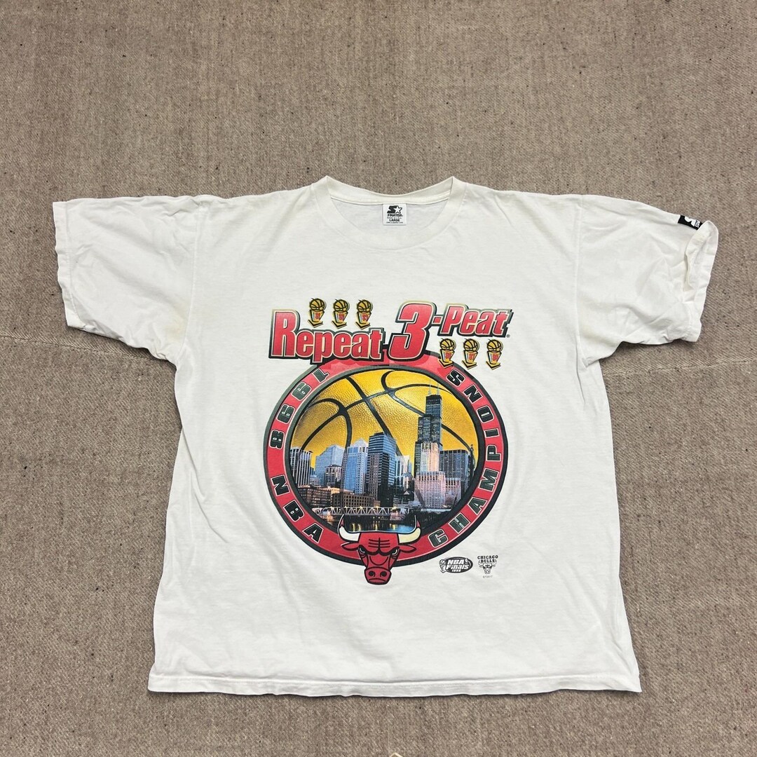 Vintage Chicago Bulls Shirt Mens Large White 1990s NBA Champions 3