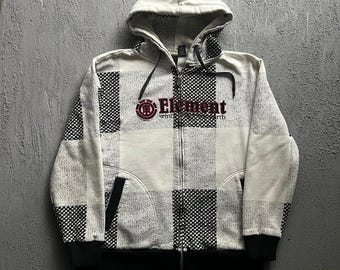 Vintage Element Zip Up Hoodie Large White 2000s Y2K Skate Streetwear