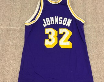 Vintage Los Angeles Lakers Jersey Mens Medium Purple 1980s Magic