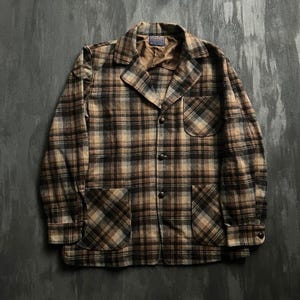 Vintage Pendleton Blazer Mens Medium Brown 1960s Wool USA Shacket