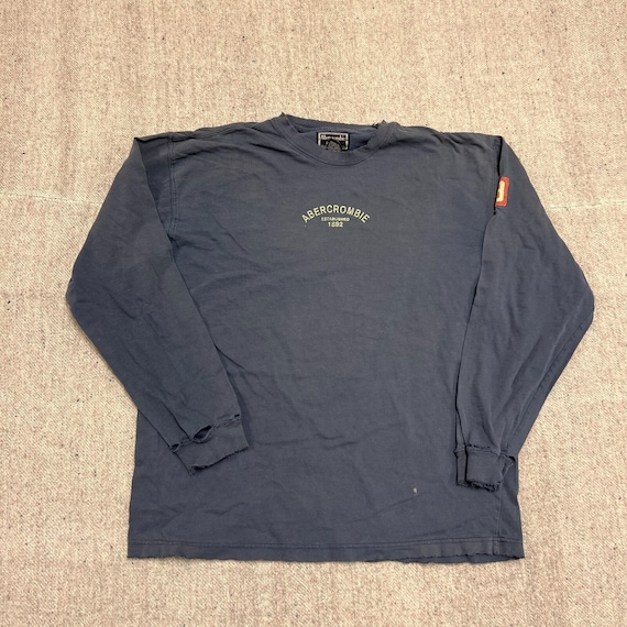Abercrombie & Fitch, Vintage Abercrombie & Fitch Shirt Mens Medium Blue 1990s Long Sleeve Distressed