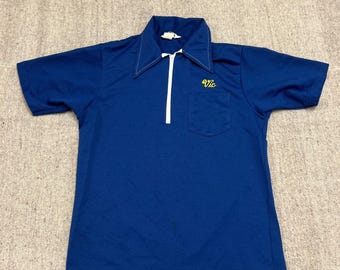 Vintage Royal Canadian Legion Pikétröja Herr Mellanblå 1970-talet Nat Nast