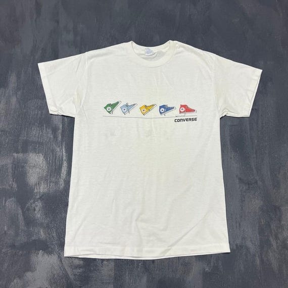 Converse, Vintage Converse Shirt Mens Medium White 1980s USA All Star