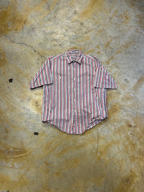 Chanel 1990 Red Candy Stripe Cotton Dress Shirt · INTO