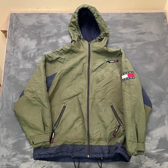 Tommy Hilfiger, Vintage Tommy Hilfiger Jacket Mens XL Green 1990s Zip Up Outdoors