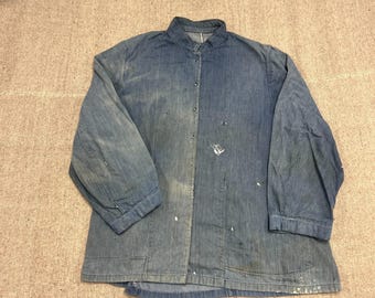 Vintage Amish Denim Jacket Mens Medium Blue 1960s Selvedge Homemade