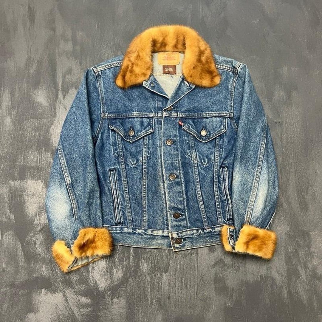 最終値下げ　Levi's Vintage Denim Jackets Vintage Levi's Cassin New York Denim Jacket 38 Blue 1980s Fur - Etsy