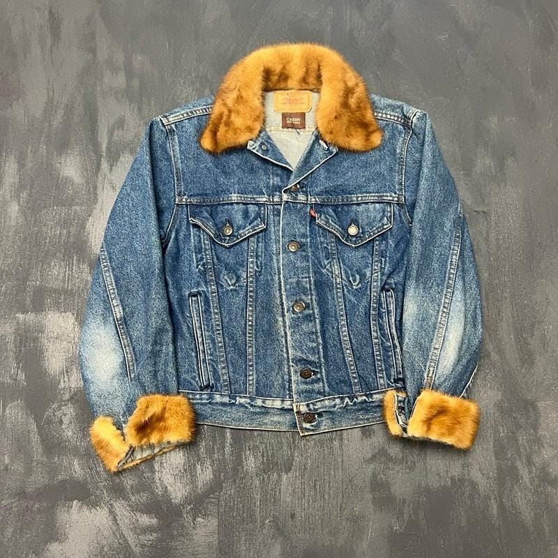 Vintage Levi's Cassin New York Denim Jacket 38 Blue 1980s Fur - Etsy