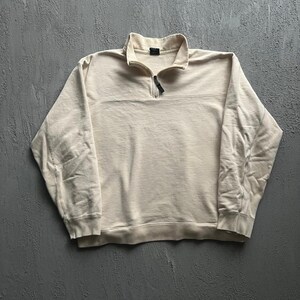 Vintage Gap Quarter Zip Sweatshirt XL Creme 2000s Y2K