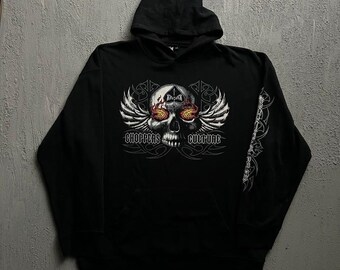 Vintage Choppers Culture Hoodie Large Black 2000s Y2K Skull Biker